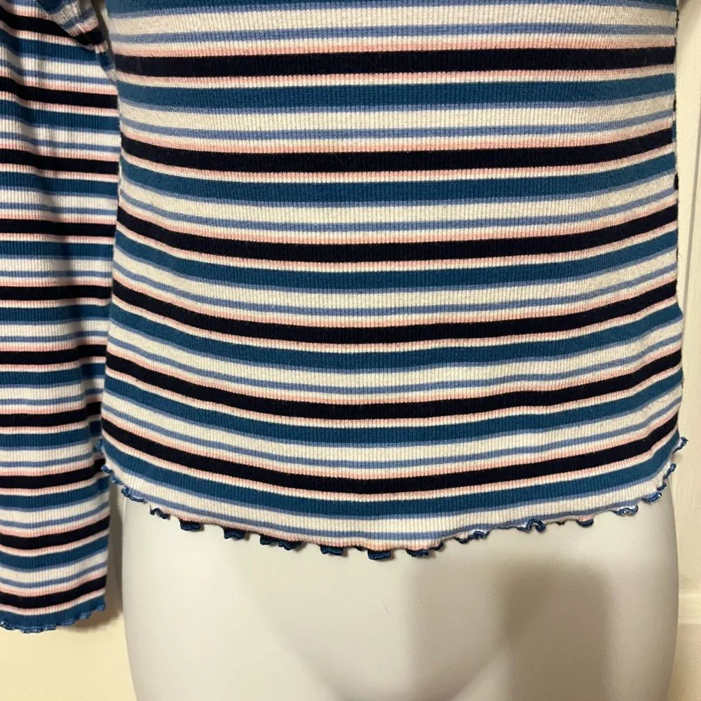 Justice long sleeve blue striped shirt size 14/16